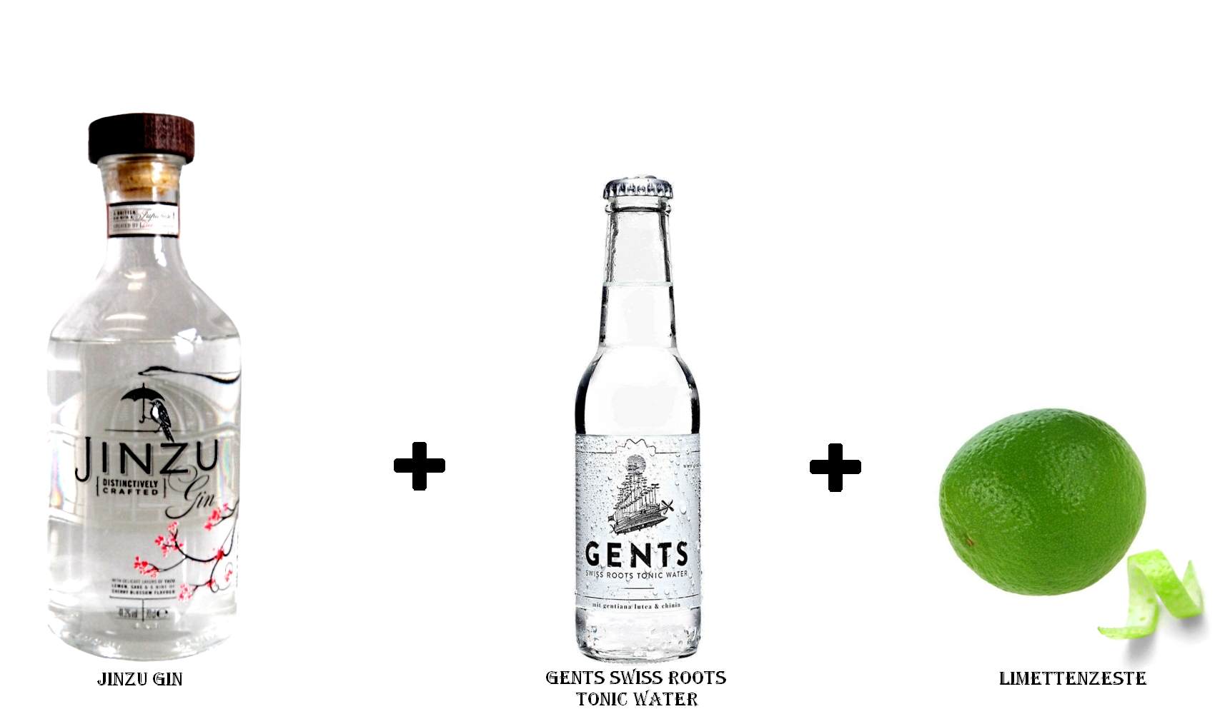 Jinzu Gin + Gents Swiss Roots Tonic Water + Limettenzeste